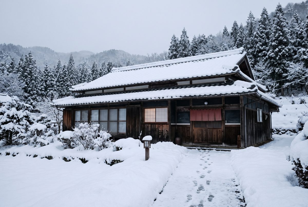 雪に埋もれた冬の外観
